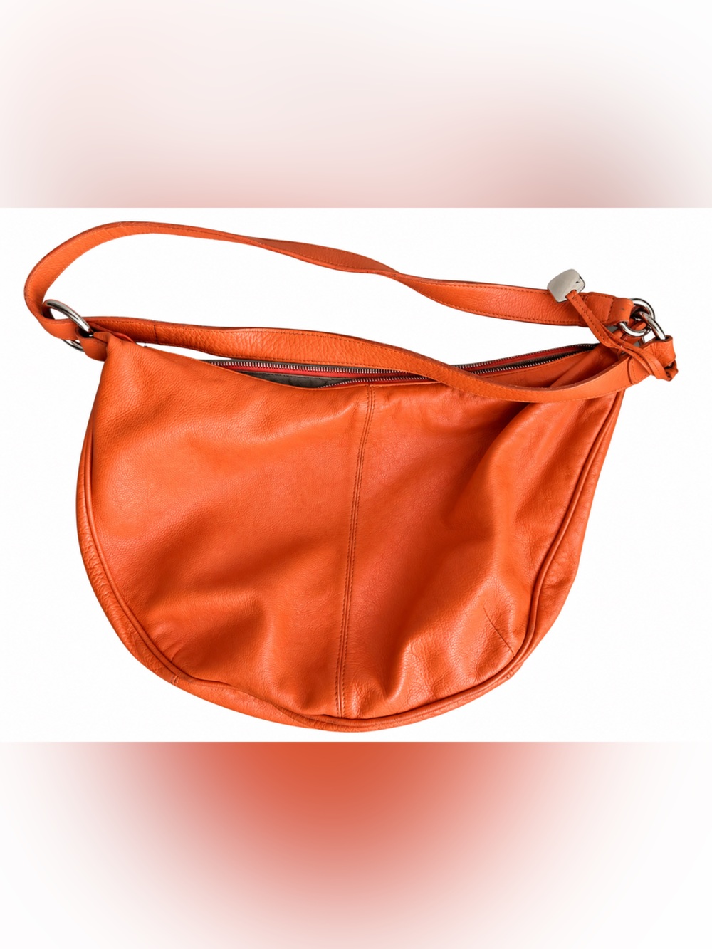 Furla Orange Curved Leather Shoulder Bag
